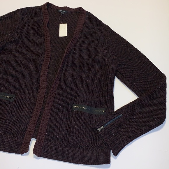 🆕 RW & Co Maroon and Black Sparkly Open Front Cardigan - Women’s Size XL - Picture 4 of 6